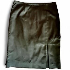 White House Black Market Heavy Lined Black Satin Skirt, 6